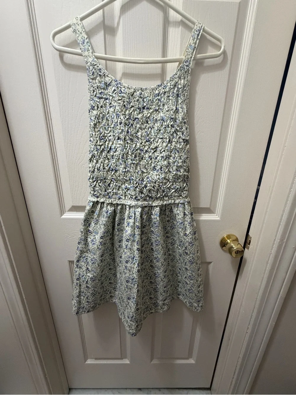 Free People Blue Floral Smocked Mini Dress